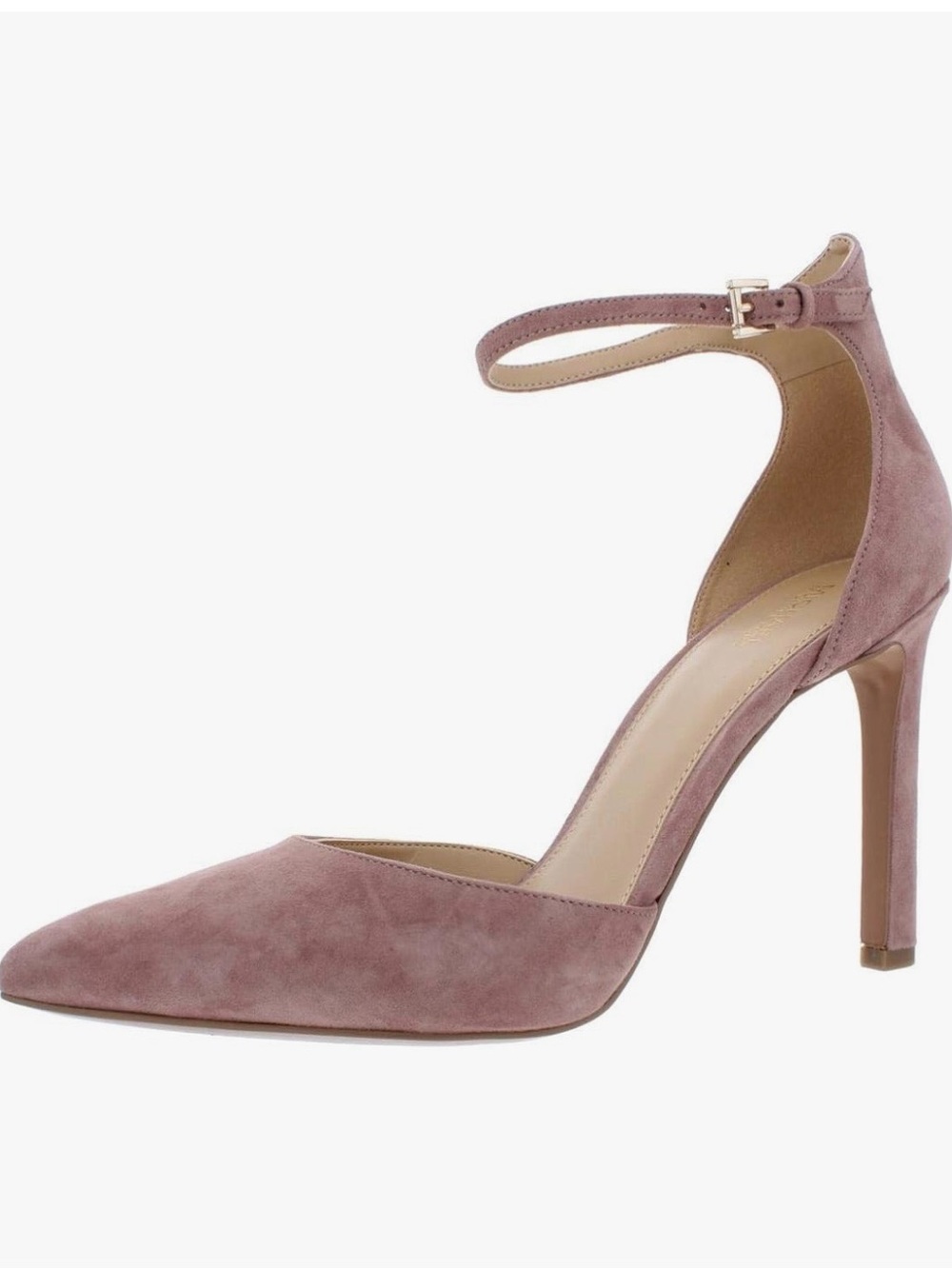 Michael Kors Dusty Rose Pointed-Toe Ankle-Strap Suede Pumps